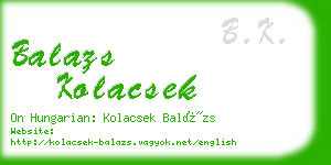 balazs kolacsek business card